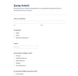 Şarap Anketi Form Şablonu