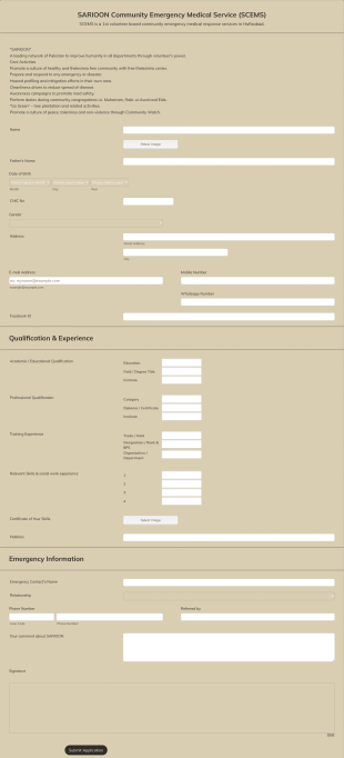 SARIOON Community Emergency Medical Service (SCEMS) Form Template