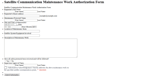 Satellite Communication Maintenance Work Authorization Form Template