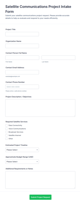 Satellite Communications Project Intake Form Template