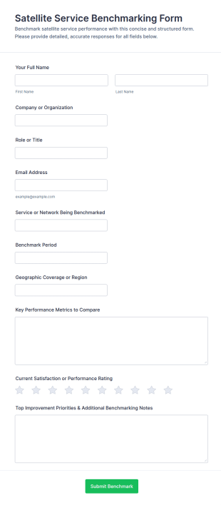 Satellite Service Benchmarking Form Template