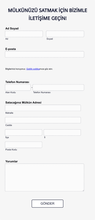 Satılık Mülk Başvuru Form Template