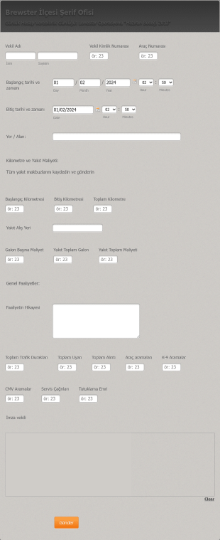 Satış Elemanı Takip Form Template