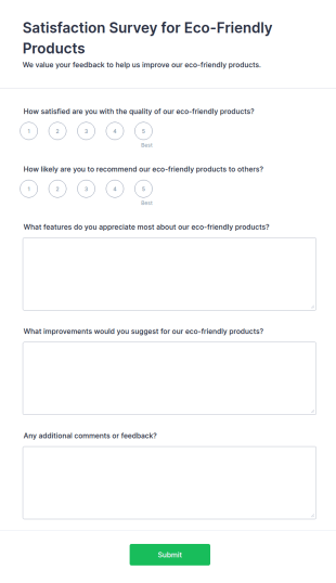 Satisfaction Survey For Eco Friendly Products Form Template