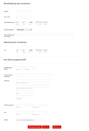 Satra Containerdienst Anfrageformular Form Template