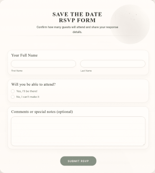 Save The Date RSVP Form Template