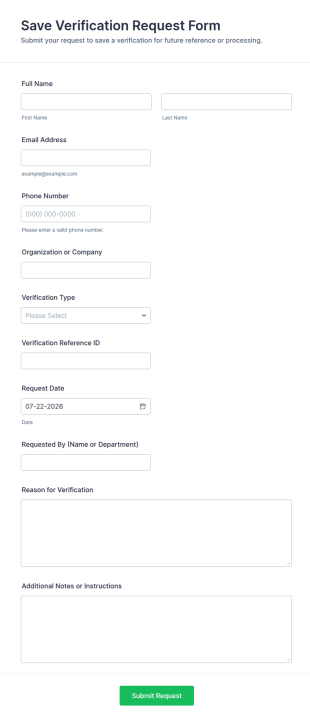 Save Verification Request Form Template
