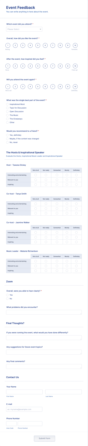 Saved &amp Single Fellowship Feedback Form Template