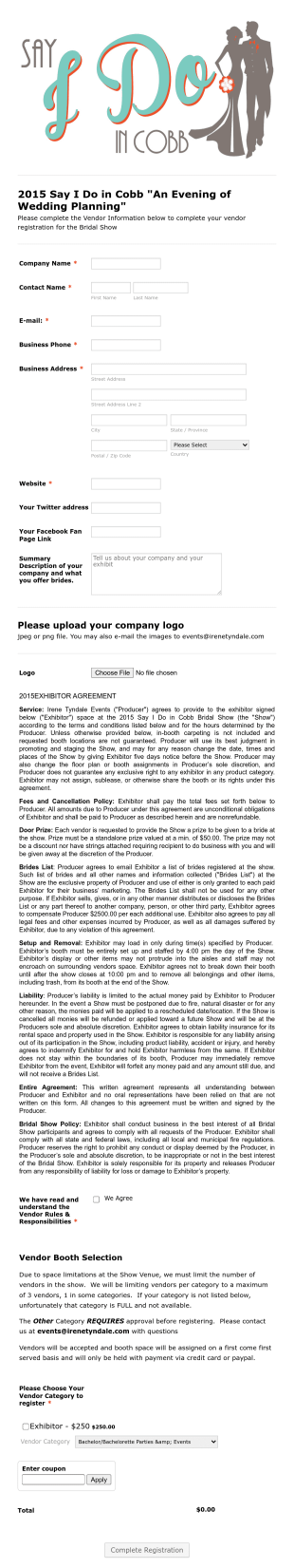 Say I Do In Cobb 2015 Form Template
