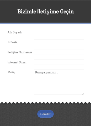 Sayfa Başlığı Ile Alt Bilgi İçeren İletişim Form Şablonu