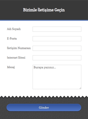Sayfa Başlığı Ile Alt Bilgi İçeren İletişim Form Şablonu