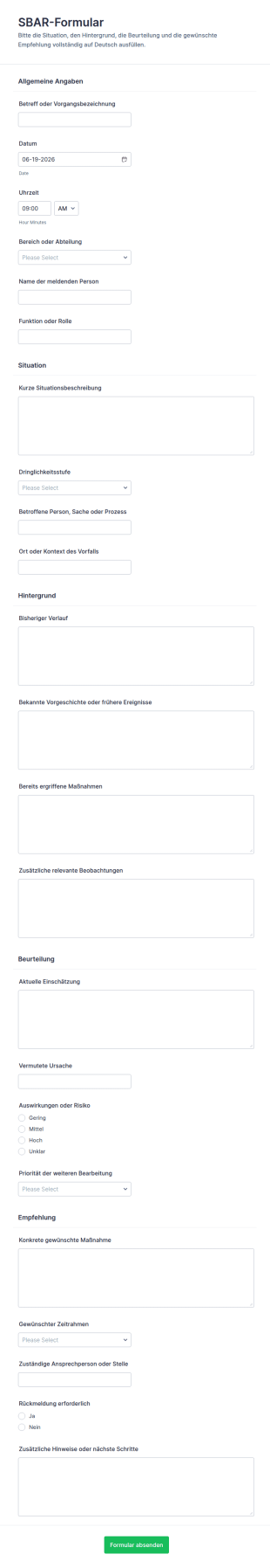 SBAR Formular