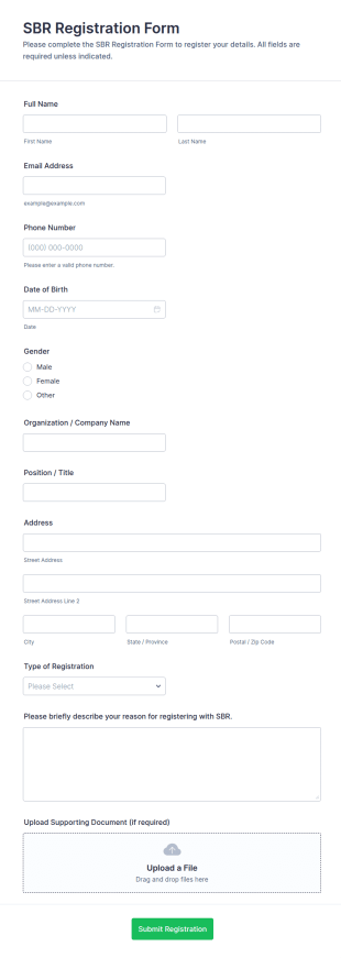 SBR Registration Form Template