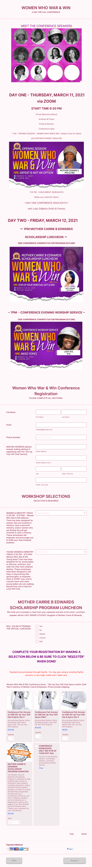 SC Upstate Women's Ministry Registration Template