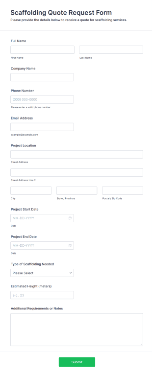 Scaffolding Quote Request Form Template