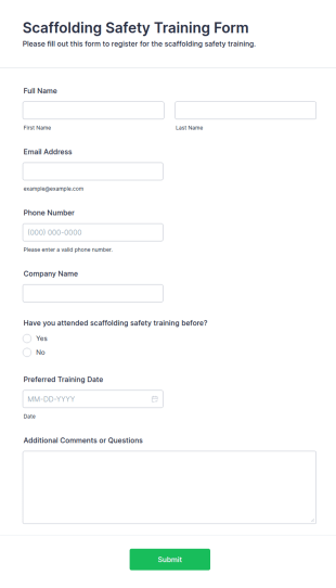 Scaffolding Safety Training Form Template