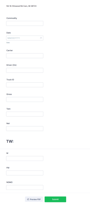 Scale Ticket Form Template