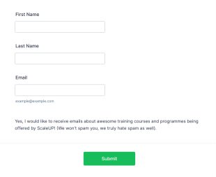 Training Program Email Subscription Form Template