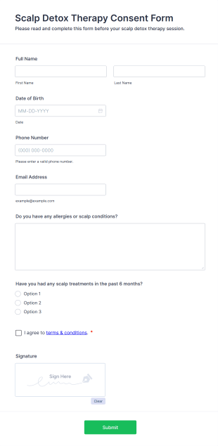 Scalp Detox Therapy Consent Form Template