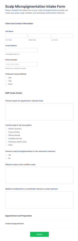 Scalp Micropigmentation Intake Form Template