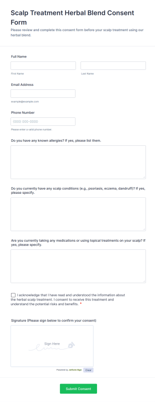 Scalp Treatment Herbal Blend Consent Form Template
