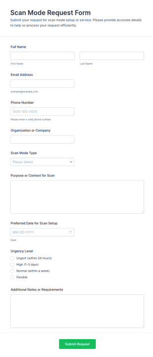 Scan Mode Request Form Template