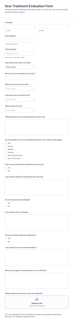 Scar Treatment Evaluation Form Template