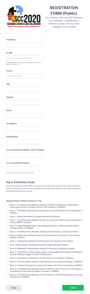 Counseling Registration Form Template