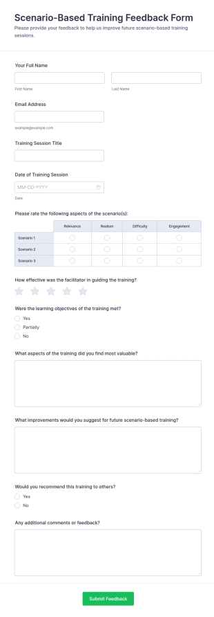 Scenario Based Training Feedback Form Template