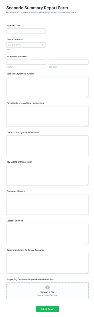 Scenario Summary Report Form Template