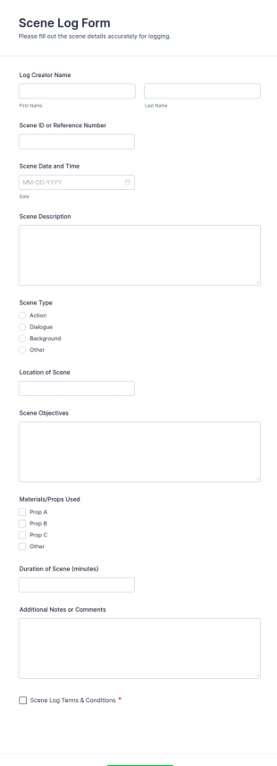 Scene Log Form Template