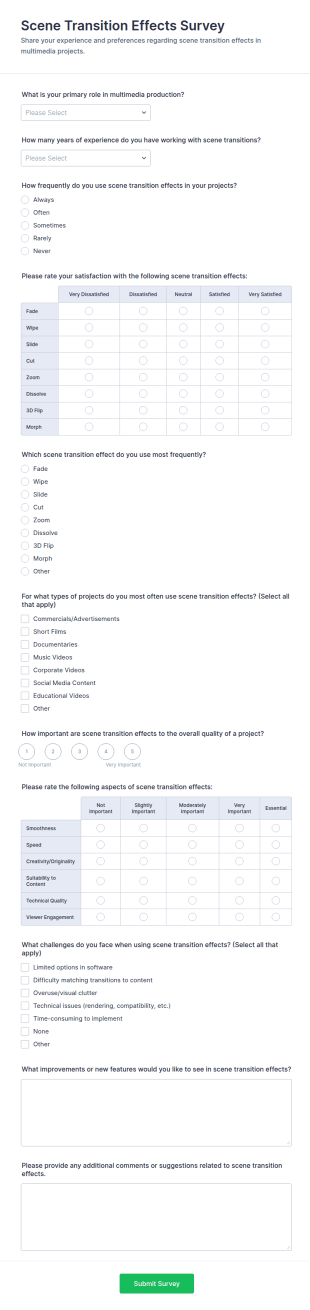 Scene Transition Effects Survey Form Template