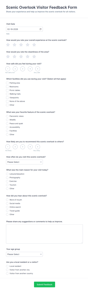 Scenic Overlook Visitor Feedback Form Template