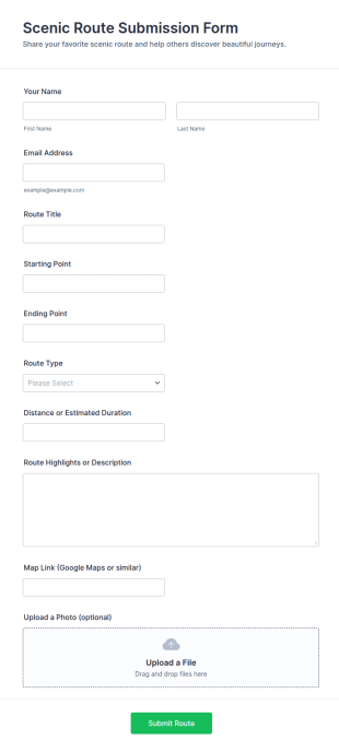 Scenic Route Submission Form Template