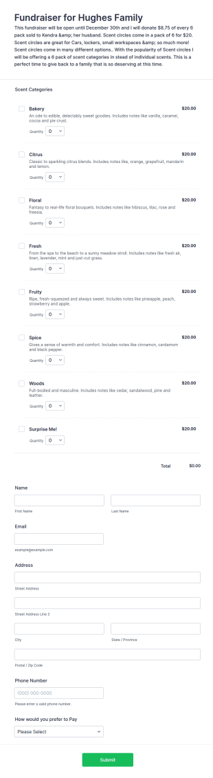 Scent Circle Fundraiser Form Template