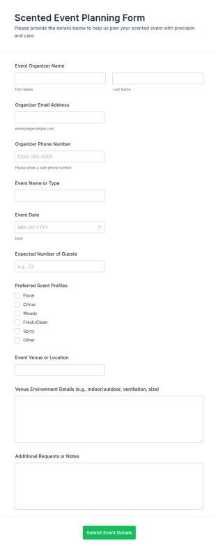 Scented Event Planning Form Template