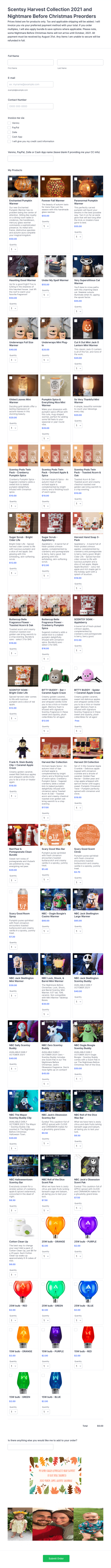 Scentsy Harvest Collection 2021 And Nightmare Before Christmas Form Template