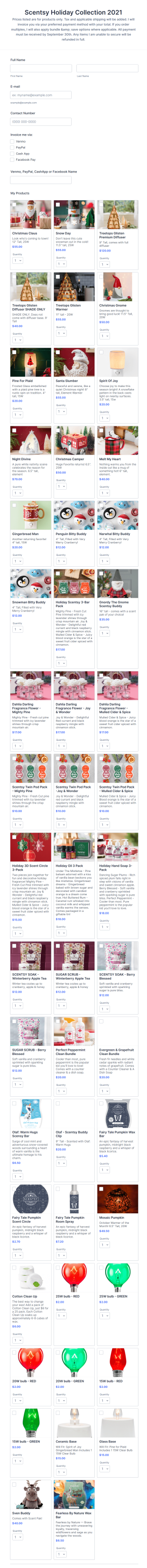 Scentsy Holiday Collection 2021 Form Template