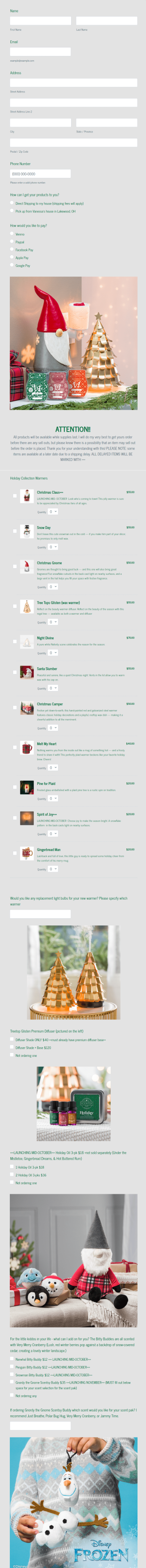 Scentsy Holiday Collection Order Form Template