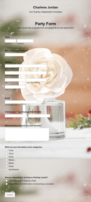Scentsy Party Form Template