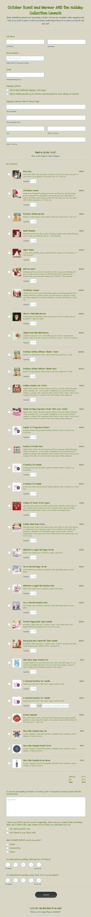 Scentsy Warmer And Scent Collection Launch Form Template