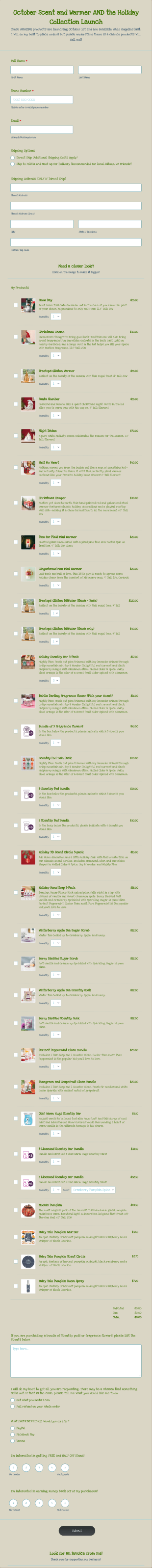 Scentsy Warmer And Scent Collection Launch Form Template