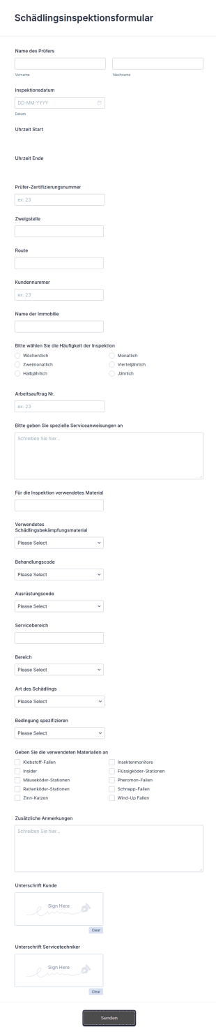 Schädlingsinspektionsformular