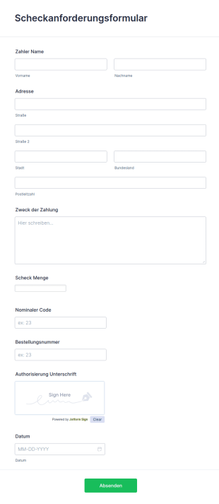 Scheckanforderungsformular