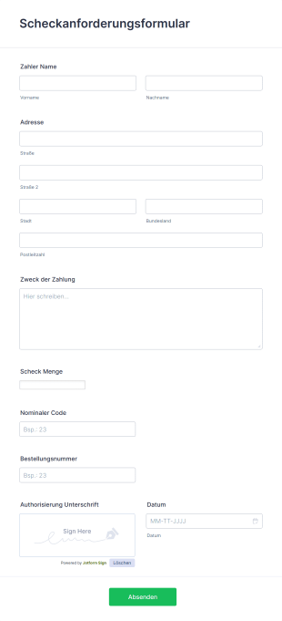 Scheckanforderungsformular Form Template