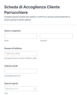 Scheda Di Accoglienza Cliente Parrucchiere