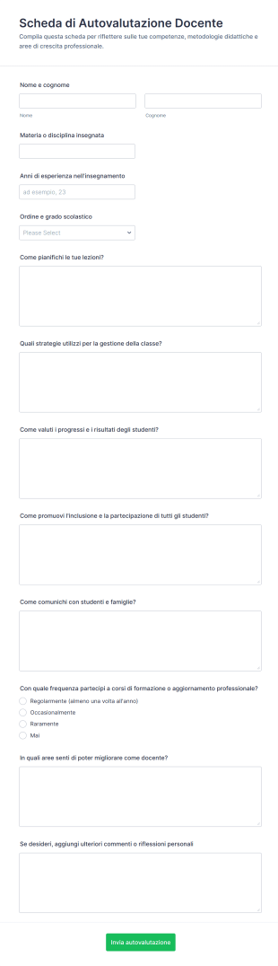 Scheda Di Autovalutazione Docente