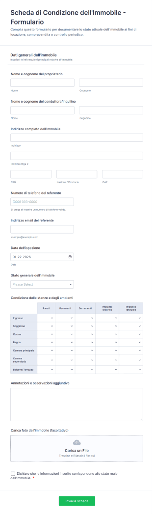 Scheda Di Condizione Dell'Immobile Formulario Form Template