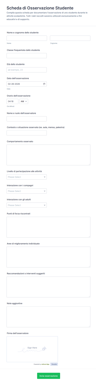 Scheda Di Osservazione Studente
