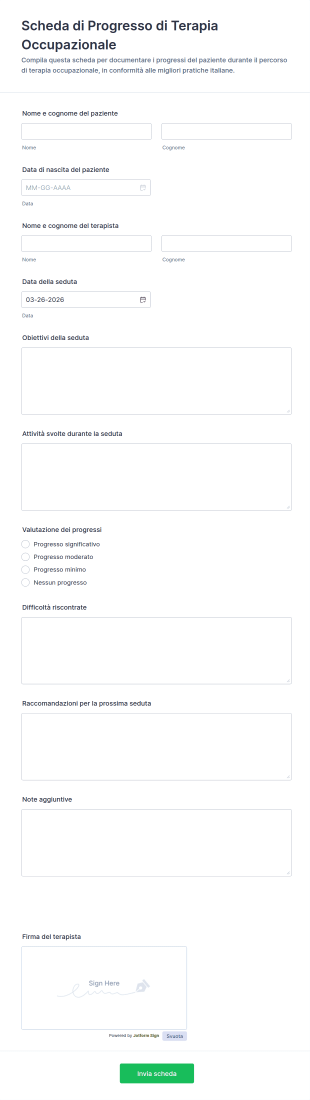 Scheda Di Progresso Di Terapia Occupazionale